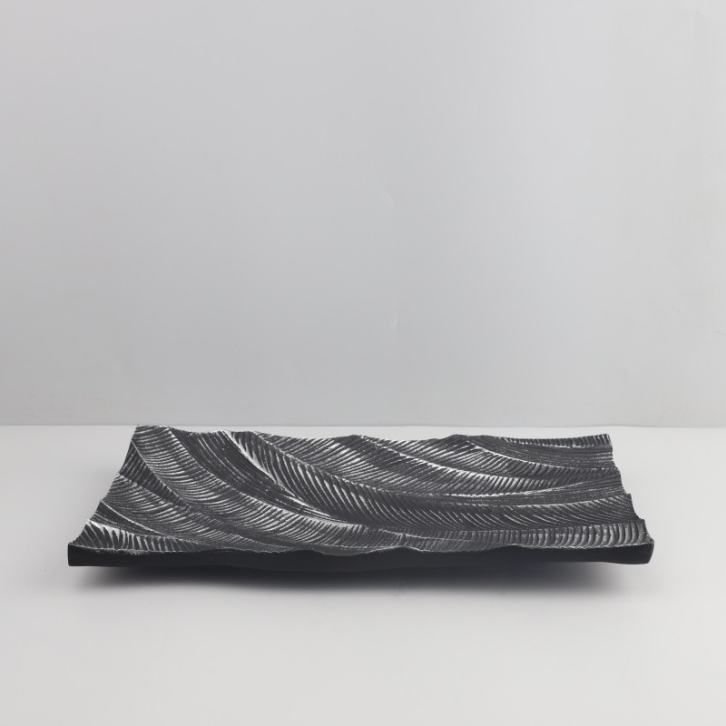 PYO2 European-style light luxury black creative resin textured streamlined fruit tray ornament for l