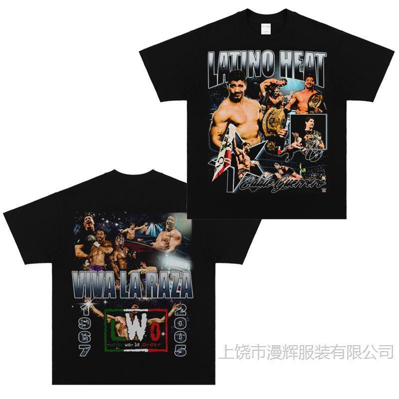 Mỹ Dạo Phố Eddie Guerrero Latin Heat Eddie Guerrero Đấu Vật Vô Địch Tay Ngắn Rời Áo Thun