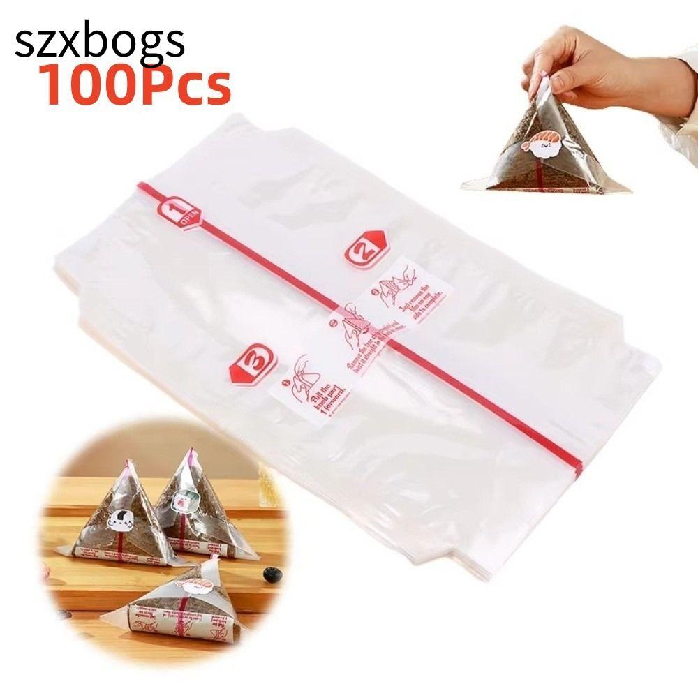 SZXBOGS 100 Chiếc Túi Sushi Onigiri, Nori PP Dùng Một Lần Tam Giác Cơm Bóng Túi Đóng Gói, Nori Rong 
