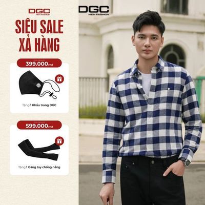Sơ mi dài tay DGC Dáng suông Regular kẻ caro phong cách trẻ trung năng động - WASDBE142M