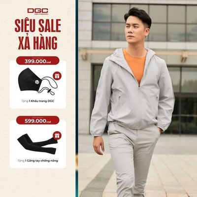 Áo khoác gió nam 2 lớp siêu nhẹ mũ liền bo chun, chống thấm nước, chống bám bụi DGCs - WAJKBA15M