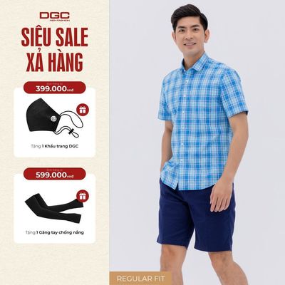 Áo Sơ Mi Nam Ngắn Tay DGC - Dáng suông Regular, Tay Lơ Vê, Phù Hợp Nhiều Lứa Tuổi - SASNBC52M