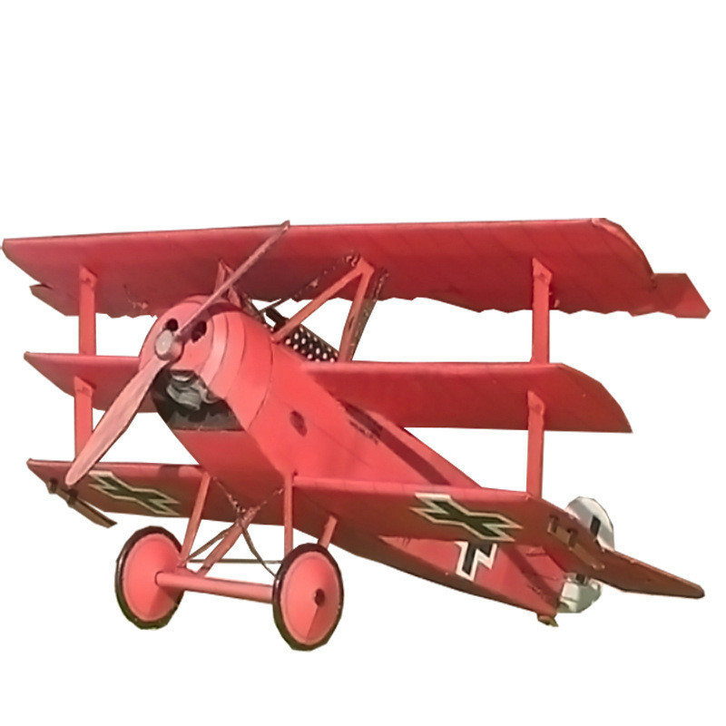 1: 33 Đức Fokker Dr. I Máy bay mô hình giấy máy bay chiến đấu 3 cánh một chỗ, mô hình DIY