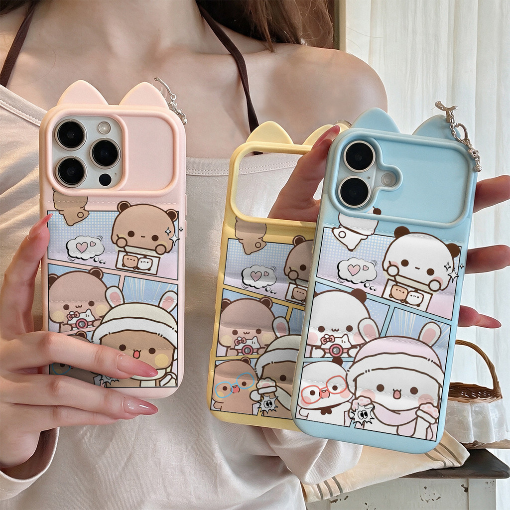 Truyện tranh chụp ảnh Yier Bubu Ốp lưng áo lông vũ tai mèo silicon mềm chống rơi cho iPhone 17proMAX