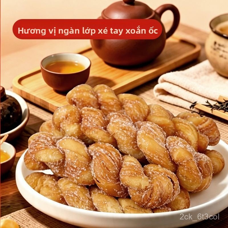 Bánh quẩy ngàn lớp phủ đường 3 hộp truyền thống giòn xốp bữa sáng dinh dưỡng ngon miệng