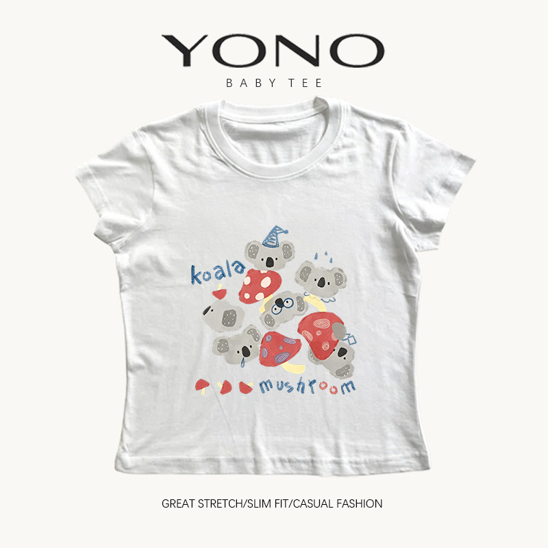 YONO Baby Tee Nữ Slim Fit Koala Nấm Và Họa Tiết Lạ Mắt Dễ Thương
