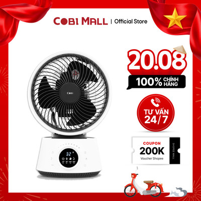 Quạt Tuần Hoàn Không Khí Để Bàn 8" COBI - Điều Khiển Từ Xa, Hẹn Giờ, Xoay Tự Động 3D 360°