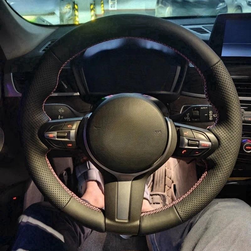 Tùy Chỉnh Tay Khâu Đen Microfiber Da Chống Trơn Trượt Lái Ô Tô Dành Cho Xe BMW M Sport F06 F10 F15 F