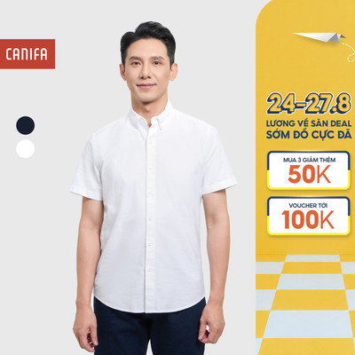 Áo Sơ mi nam CANIFA ngắn tay chất liệu thoáng mát công sở 8TH26S011