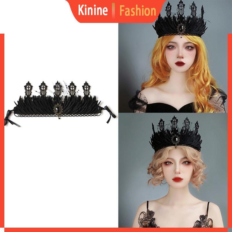 KIN Witch Crown Headpiece Goth Crown Goth Headband Halloween Black Queen Crown