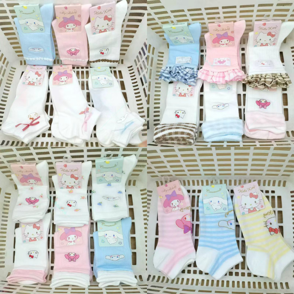 MINISO MINISO MINISO Sanrio Giai Điệu Mùa Xuân Hoa Ngôn Ngữ Ren Vớ Hoa Hello Kitty Tất Bé Gái