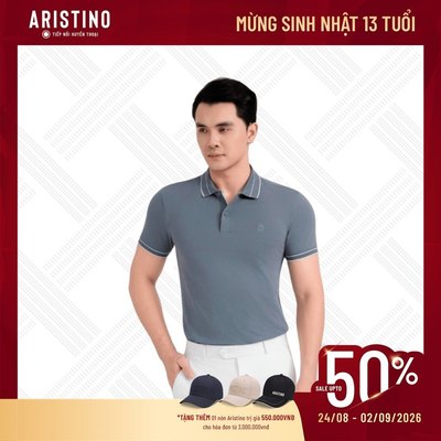 Áo Elite Polo Nam ARISTINO màu xám đậm Slim Fit ôm vừa vặn với cơ thể tôn dáng tối đa APS115EDP01