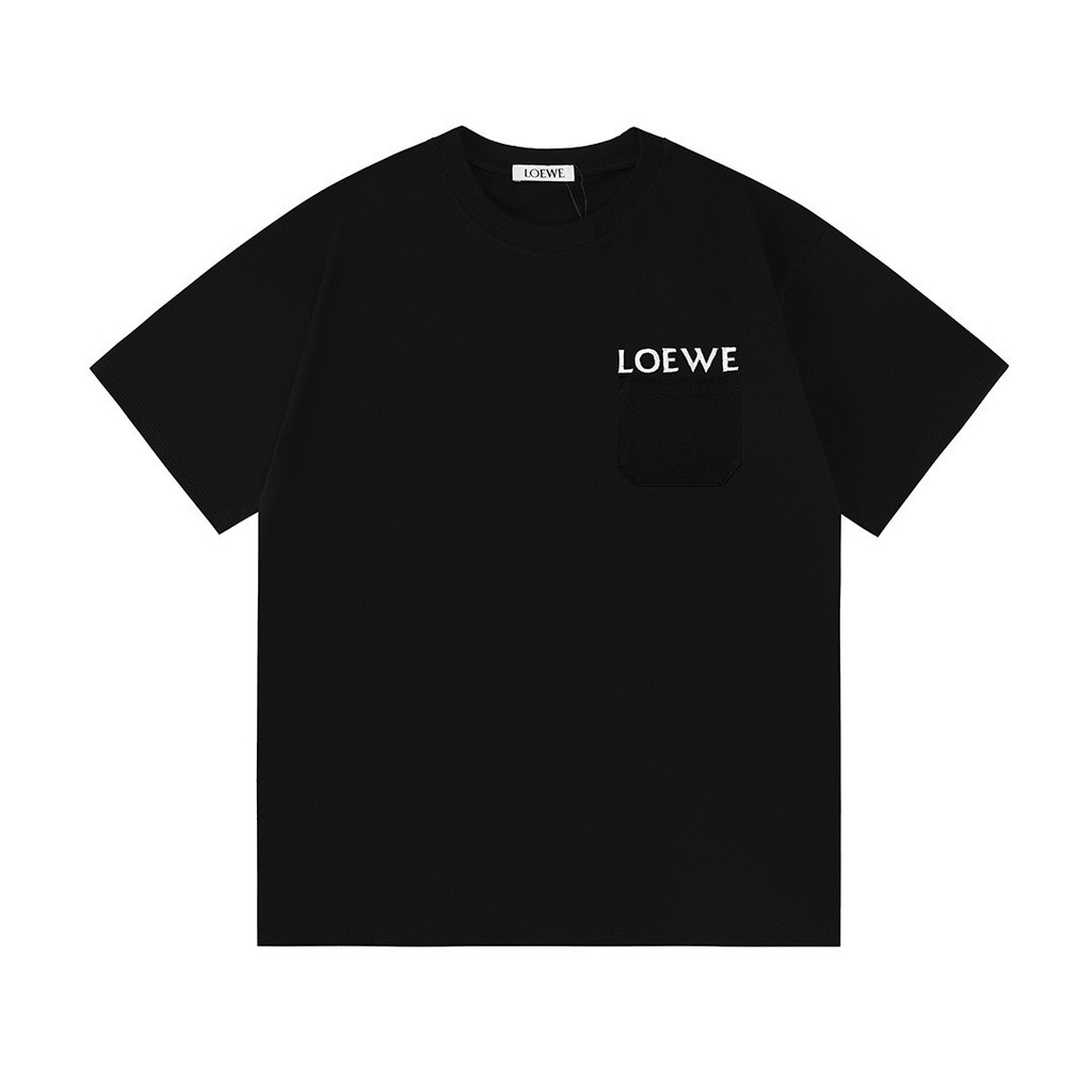 LOEWE LOEWE Phiên bản truy cập Áo thun ngắn tay phong cách cặp đôi dáng rộng Slim-fit Slimer Nhìn cổ