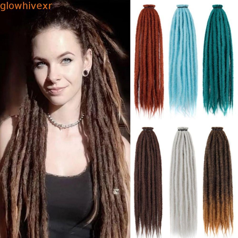 GLOWHIVE Hippie Dreads, Reggae Style Màu Ombre Tổng Hợp Dreadlock Extension, DIY Dài 24 Inch Móc Tự 