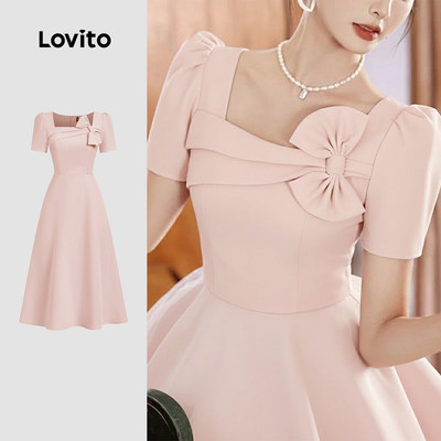 Lovito Đầm Thanh Lịch Kiểu Dáng Bất Đối Xứng Thắt Nơ Màu Hồng Thích Hợp Cho Mùa Xuân Và Hè Dành Cho Nữ L171ED104