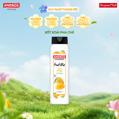 Xốt Xoài Pha Chế - Làm Từ Trái Cây Thật - Nguyên liệu pha chế - ANDROS FRUIT MIX - 820ml