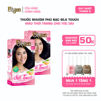 Combo 2 Thuốc Nhuộm Tóc Phủ Bạc Tại Nhà Bigen Silk Touch - Phủ Bạc Thảo Dược, Màu Thời Trang, Dưỡng Tóc Mềm Mượt