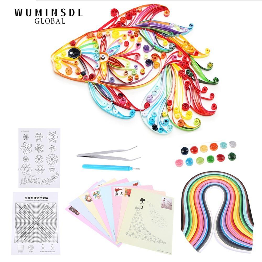 WUMINSDL 6 Bộ Sáng Tạo Quilled DIY, Bộ 6 Trong 1 Dải Quilling Giấy Quilling Kit, Giấy Trang Trí 50 M