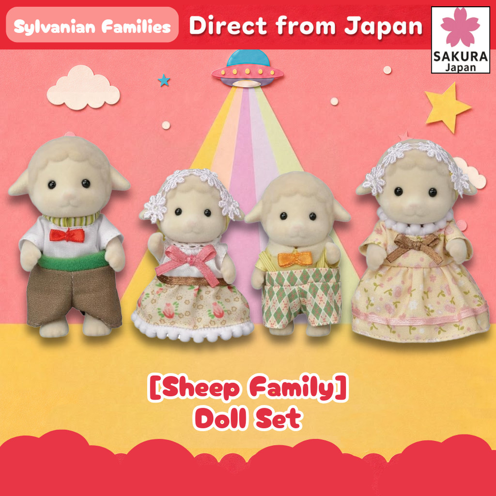 Sylvanian Families Doll - Sheep Family (FS-42), ST Mark Certified, Ages 3 and up, Toy Dollhouse by E