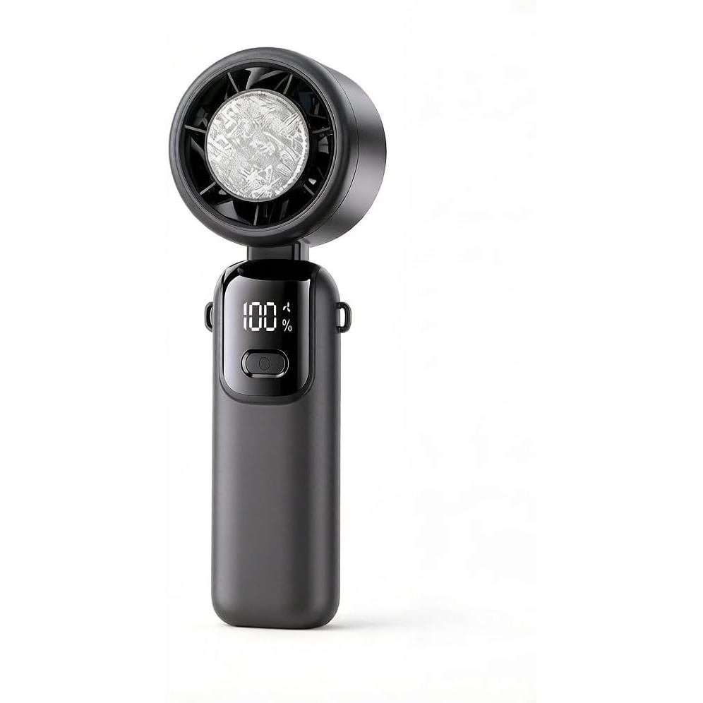 Ice Pack Handheld Fan Portable Outdoor USB Digital Display Folding Cooling High-Speed Violent Turbin