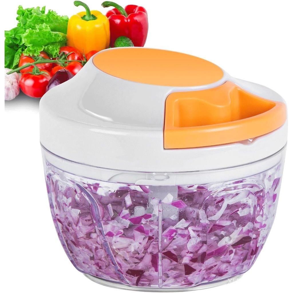 Manual Food Processor & Vegetable Chopper, Hand Pull String Garlic Mincer Onion Chopper Dicer for Sa