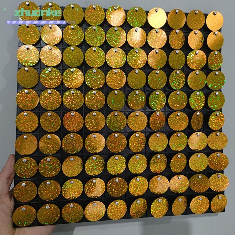 ZHUANPH Sequin Backdrop, PET Glitter Sequin Panel Trang trí tường, Tấm trang trí phông nền vàng tròn