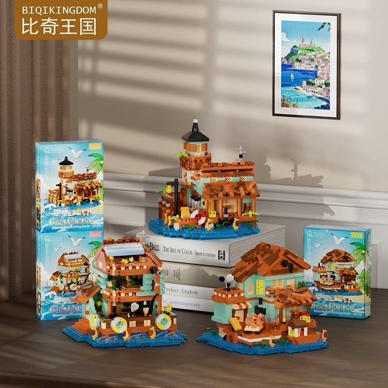 Street View Building Blocks Building Bucket Hut House Lighthouse Đồ chơi giáo dục trẻ em Puzz