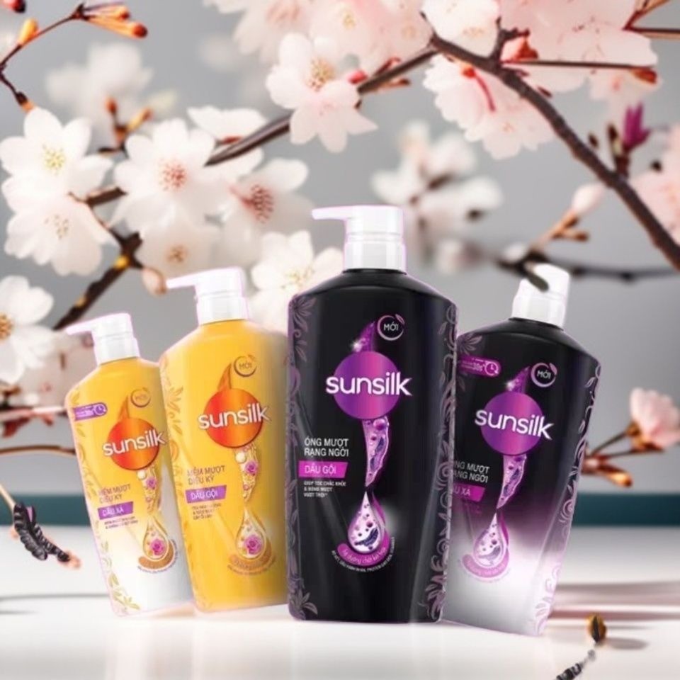 Bộ chăm sóc SUNSILK SUNSILK nhập khẩu chính hãng 650g Dầu gội + 320g Dầu xả Chai màu vàng Chai đen H
