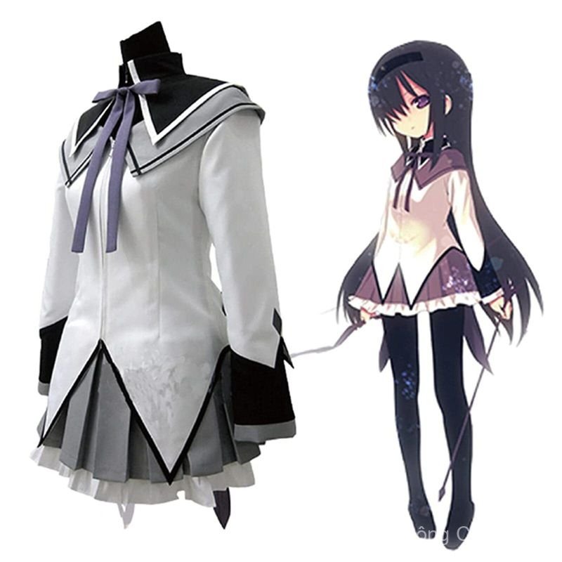 Trang phục cosplay Madoka Magica Homura biến thân chiến đấu JK Halloween sẵn kho
