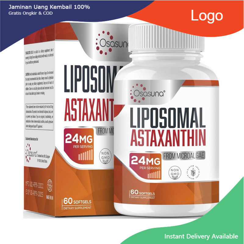 (Hộp đựng) Viên chống oxy hoá liều cao Liposomal Astaxanthin 24mg Osasuna 60viên USA