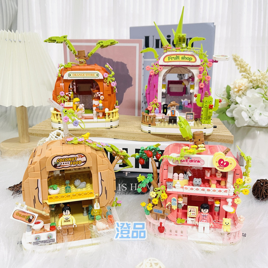 Sản phẩm mới Dragon Fruit Coconut Orange Building Blocks Apple Building Blocks Lighting Street View 