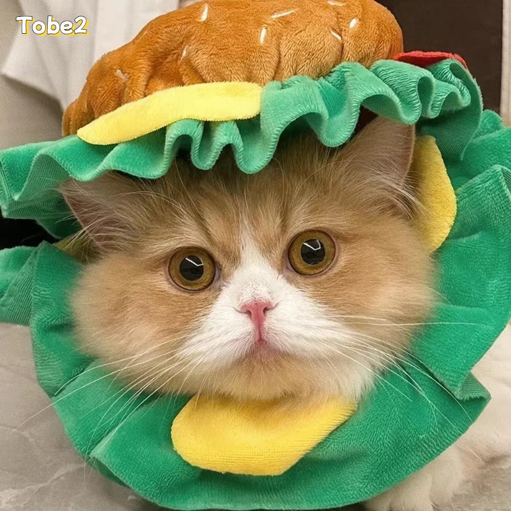 TOBE2 Pet Burger Hat, Cross Dressing Funny Cat Headgear, Party Cosplay Có Thể Điều Chỉnh Hamburger Ả