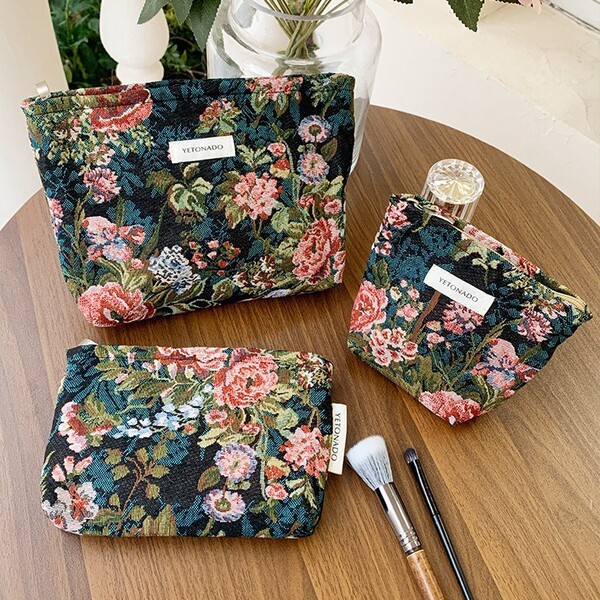 | 【travel cosmetic bags】 | mini cosmetic bags ✧Retro Tranh Sơn Dầu Phong Cách Jacquard Túi Đựng Mỹ P