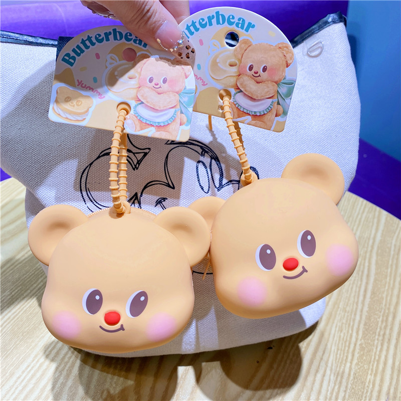 Chính Hãng Butterbear Thái Butterbear Mini Di Động Silicon Ví Đựng Tiền Xu Móc Khóa Tai Nghe Túi Bảo