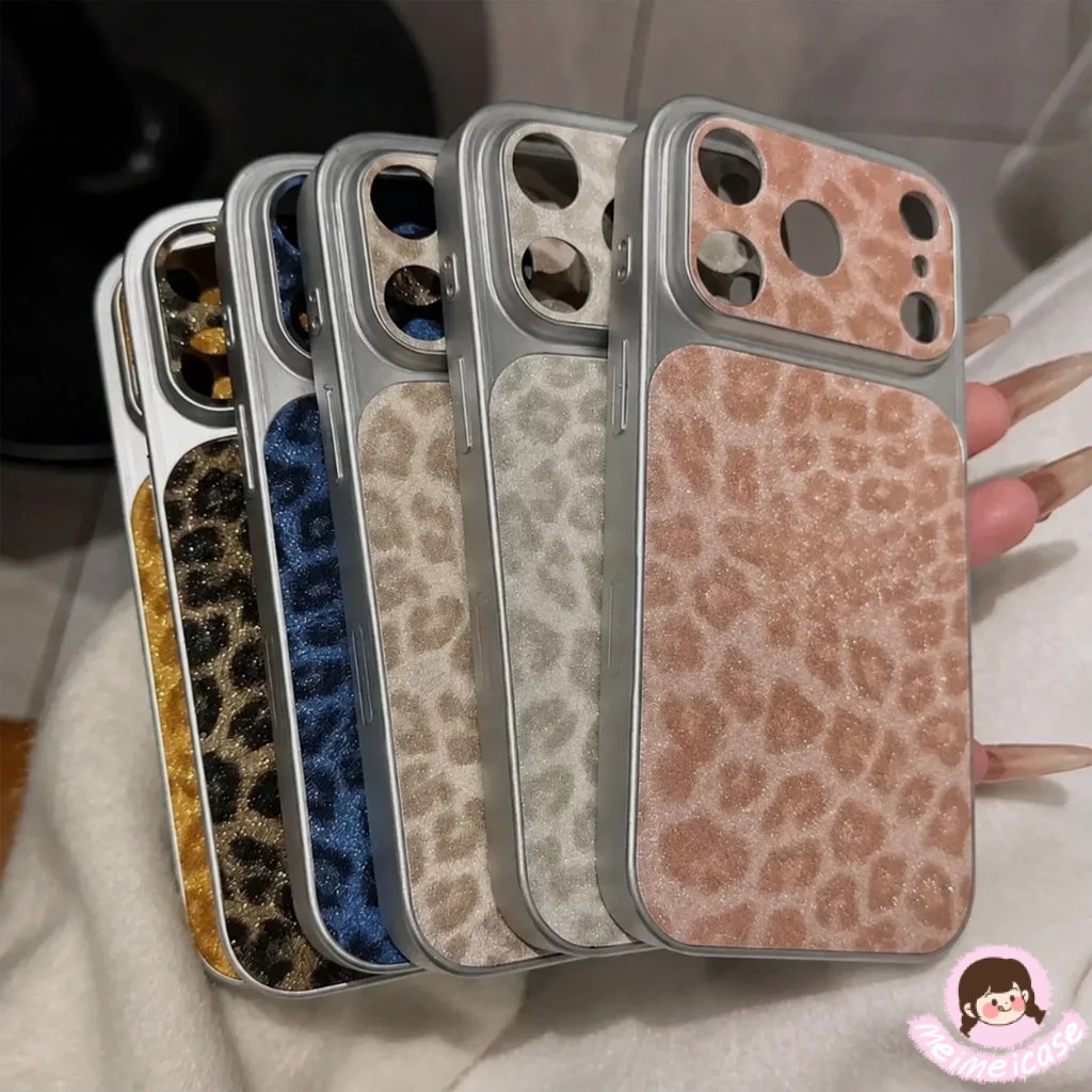 Ốp Lưng Cho Iphone 13 IPhone13 11 17 16 15PLUS 12 14PRO MAX XR Đen Trắng Da Báo In Bạc Mềm 17 Series