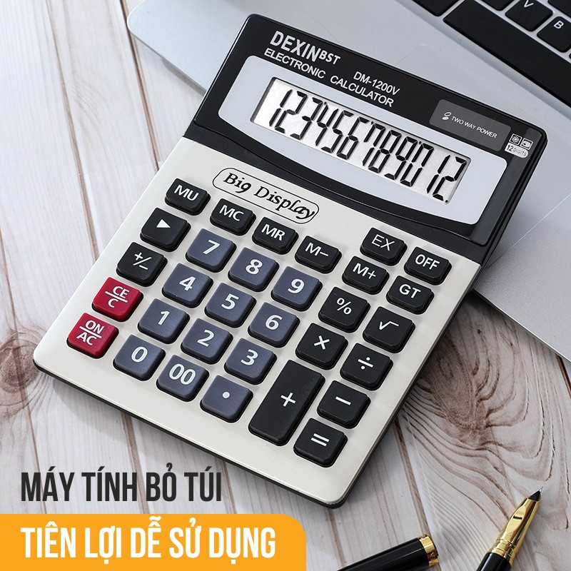 Máy Tính Cầm Tay DM-1200V – Máy Tính 12 Số Pin Năng Lượng Kép, Bền Bỉ Chính Xác Phù Hợp Cho Kế Toán