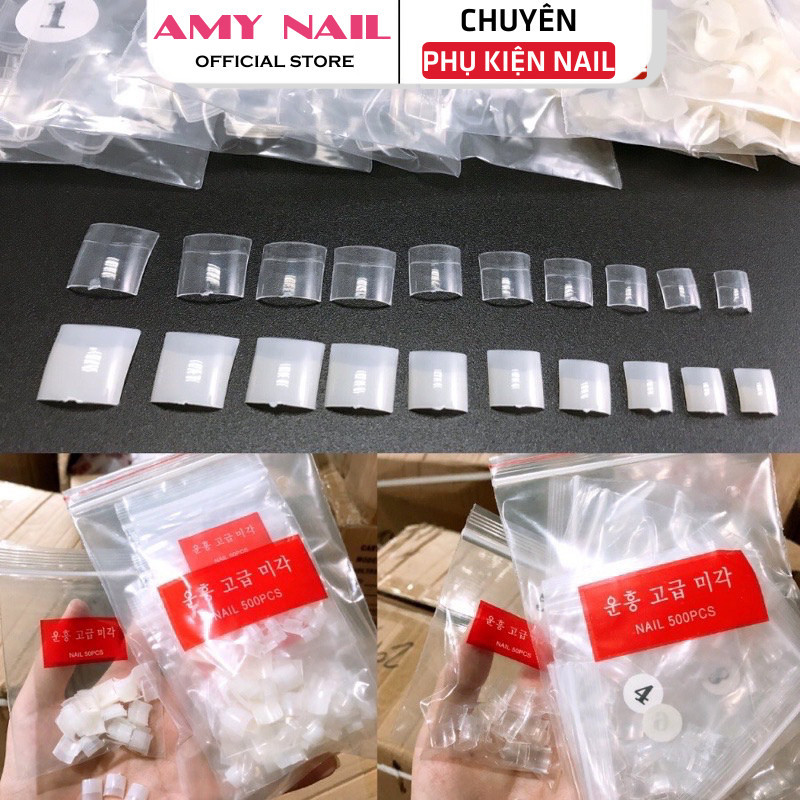 Móng nối chân, bịch móng úp chân chuẩn phom (gói 500 móng đủ size)