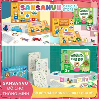 Học liệu bóc dán Montessori cho bé, học liệu busy book bóc dán thông minh 17 chủ đề, Sách bóc dán