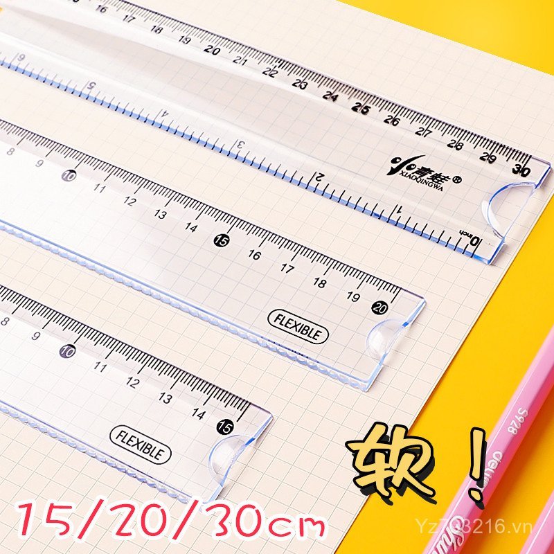 Học Sinh Tiểu Học 20 Văn Phòng Phẩm Trong Suốt Thước Hạng Nhất Thước m Wave Line Học Thước Mềm King 