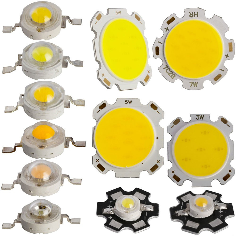 10 Cái / bộ Chip LED Công Suất Cao 1W 3W 5W 7W COB Hoặc Với PCB LED Hạt SMD LED Ấm / Trắng Lạnh 1 3 