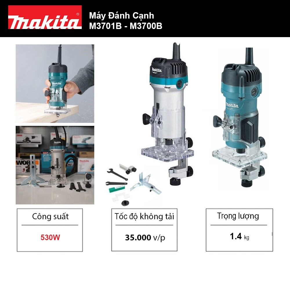 Máy đánh cạnh Makita M3701B - M3700B (Công suất: 530W - Chụp 6.35mm hay 1/4")