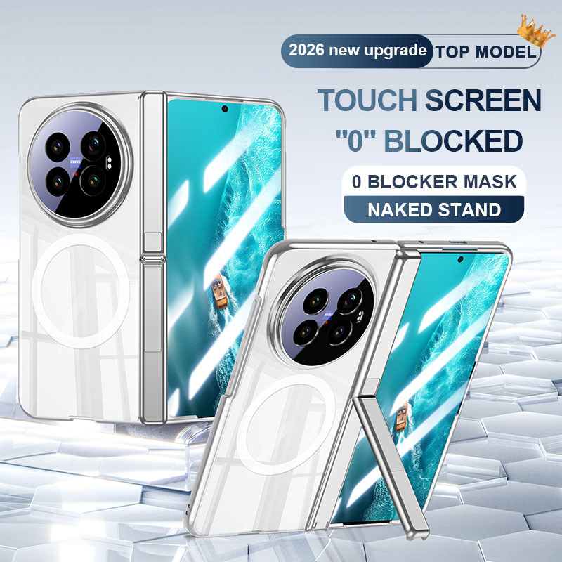 Transprent Ice Bracket Case cho Vivo X Fold6 FOLD6 Fold 6 5G Bản Lề Gấp Từ Tính Bảo Vệ Toàn Diện Với