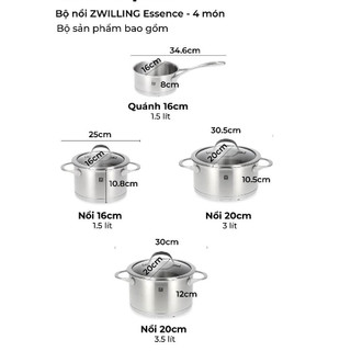 ZWILLING - Bộ Nồi Essence 4 Món (1.5L, 2L, 3L, 3.5L)