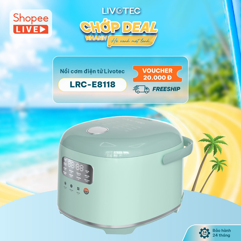 [LIVE LRC E8118] Nồi cơm điện tử Livotec LRC E8118, Mâm nhiệt lớn, Hạt cơm chín đều, Ngon dẻo