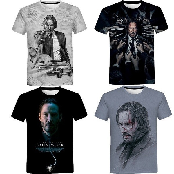 Mùa hè thoáng khí Áo thun thiết kế hàng đầu Phim John Wick Áo thun cổ điển chuyên nghiệp 3D
