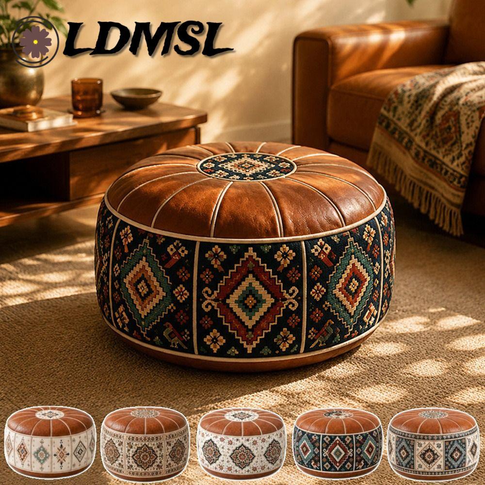 Vỏ bệ chân LDMSL, Thiết kế lấp đầy mở lớn Ottoman Pouf, Họa tiết Boho Da PU chống nước tròn Pouf Cov