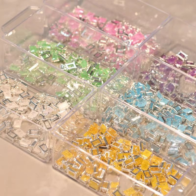 Mặt dây chuyền Rainbow Square Bạc dày 5 * 7mm