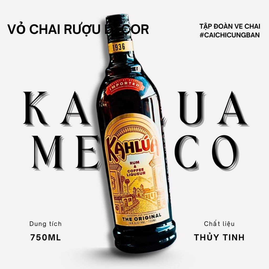 [DECOR] Vỏ chai đựng rượu đẹp Kahlua Mexico decor phòng ngủ chill, decor bàn làm việc văn phòng