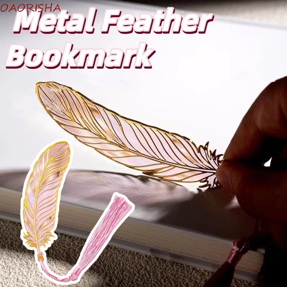 OAORISHA Metal Bookmark, Vintage Creative Peacock Feather Bookmark, Memo Clip Light-Transmitting Str
