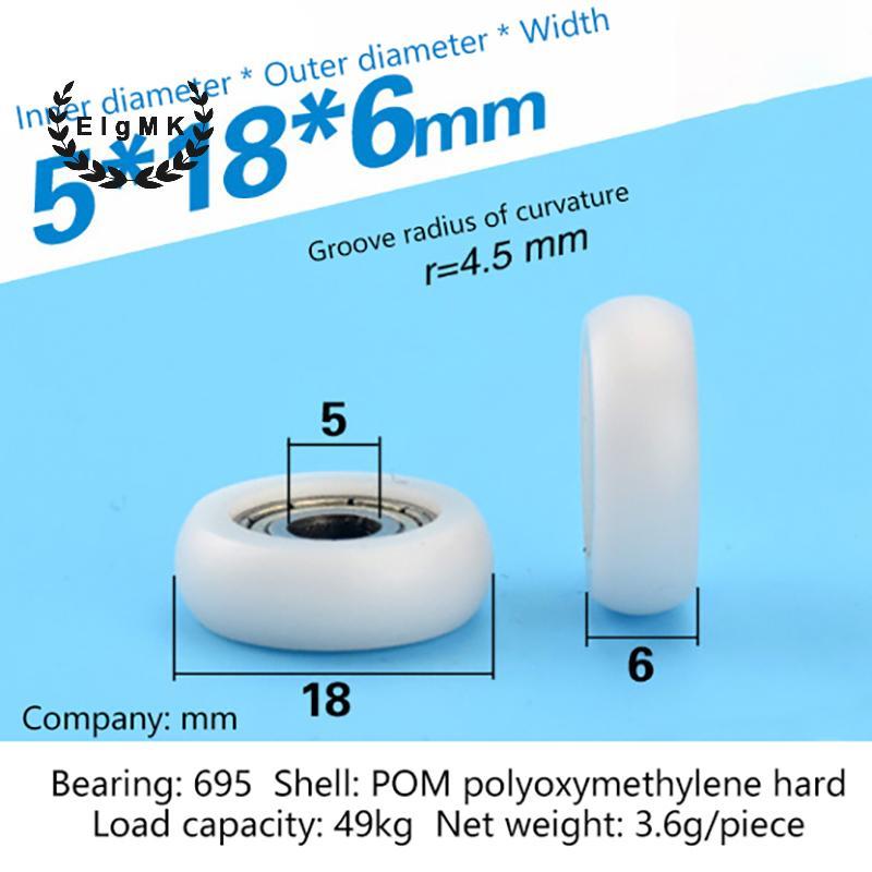 [ElgMK] 2 Chiếc 695ZZ 5x18x6mm POM Nylon Vòng Loại Bánh Xe Con Lăn POM Bọc 695ZZ Mang Ròng Rọc Bánh 